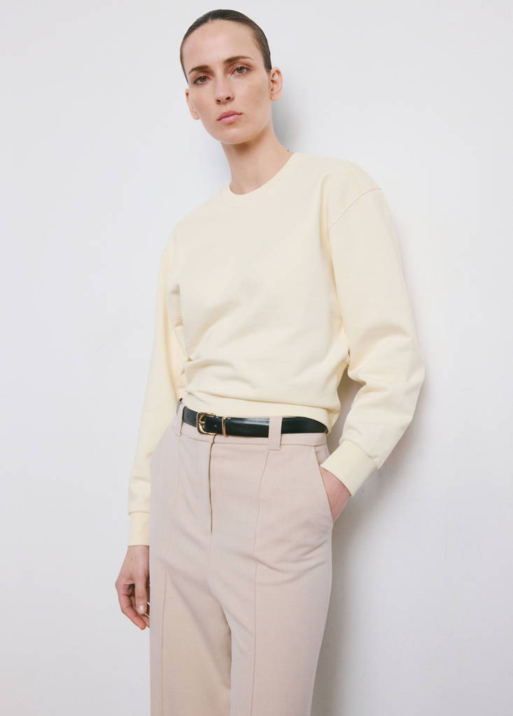 Round-neck cotton sweatshirt — Pastel Yellow
