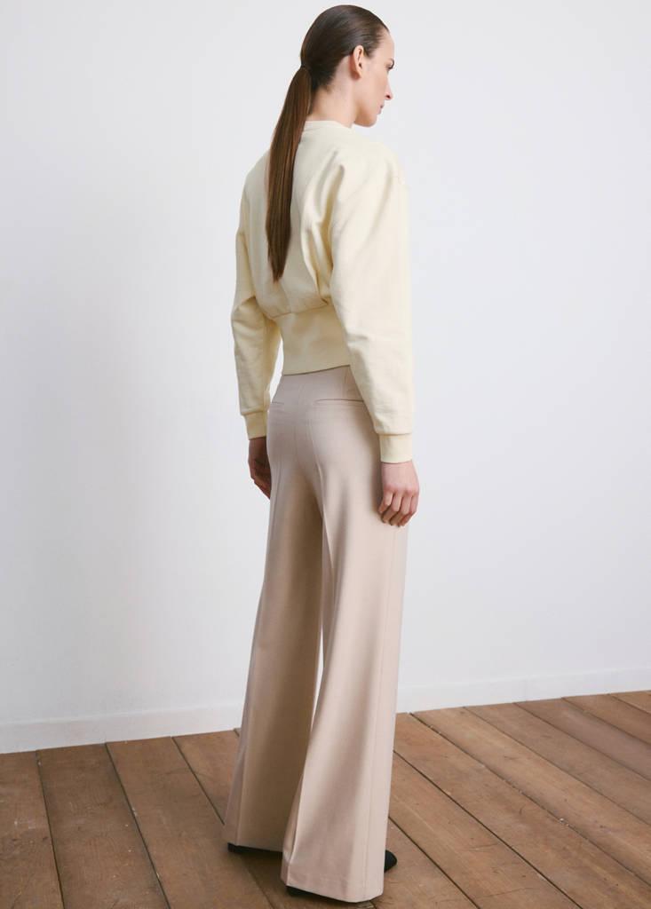 Round-neck cotton sweatshirt — Pastel Yellow