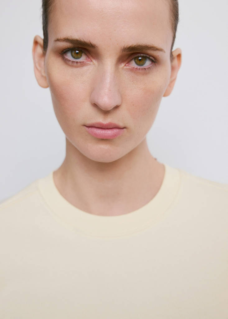 Round-neck cotton sweatshirt — Pastel Yellow