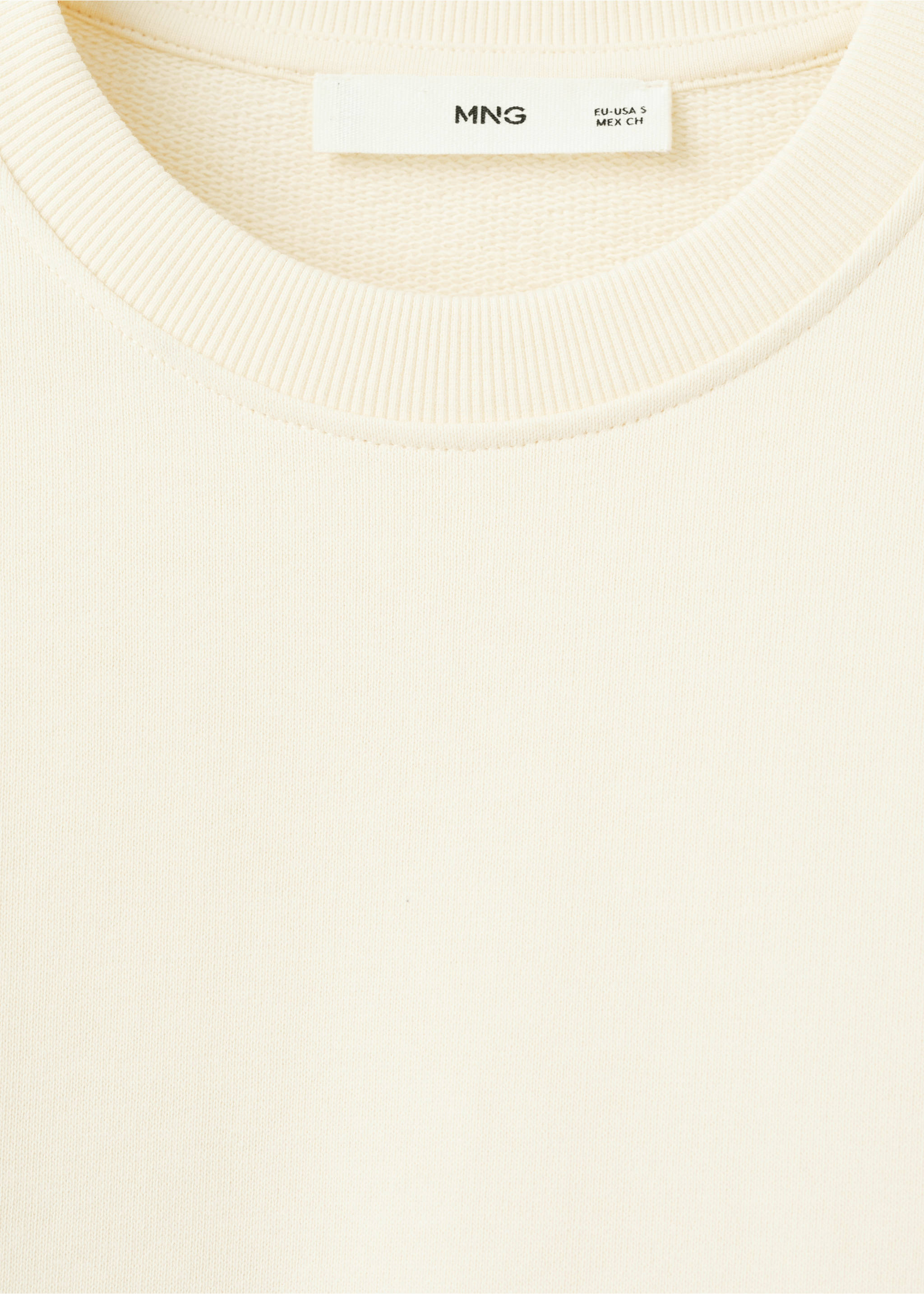Round-neck cotton sweatshirt - Details of the article 8, Pastel Yellow. Ref: 27093335-00.