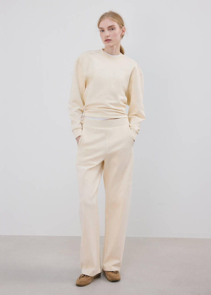 Round-neck cotton sweatshirt — Pastel Yellow