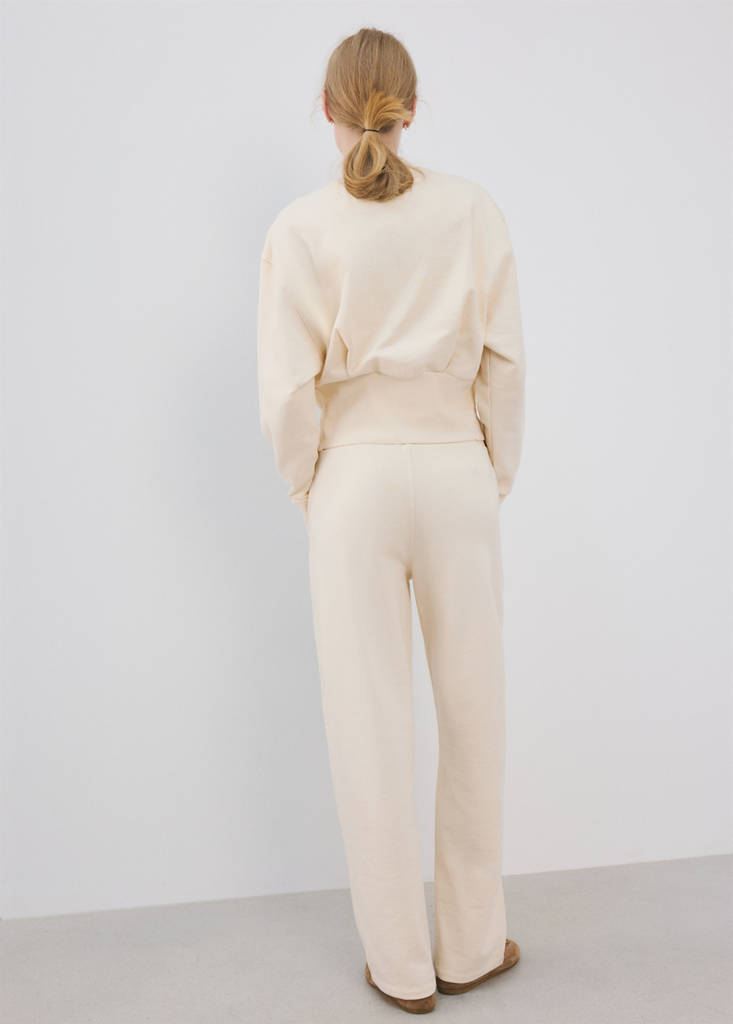 Round-neck cotton sweatshirt — Pastel Yellow