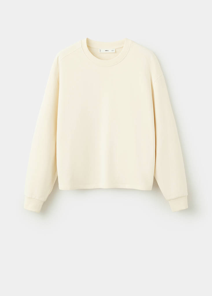 Round-neck cotton sweatshirt — Pastel Yellow