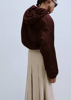 Faux-leather godet skirt — Ecru 3