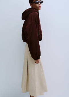 Faux-leather godet skirt — Ecru 4
