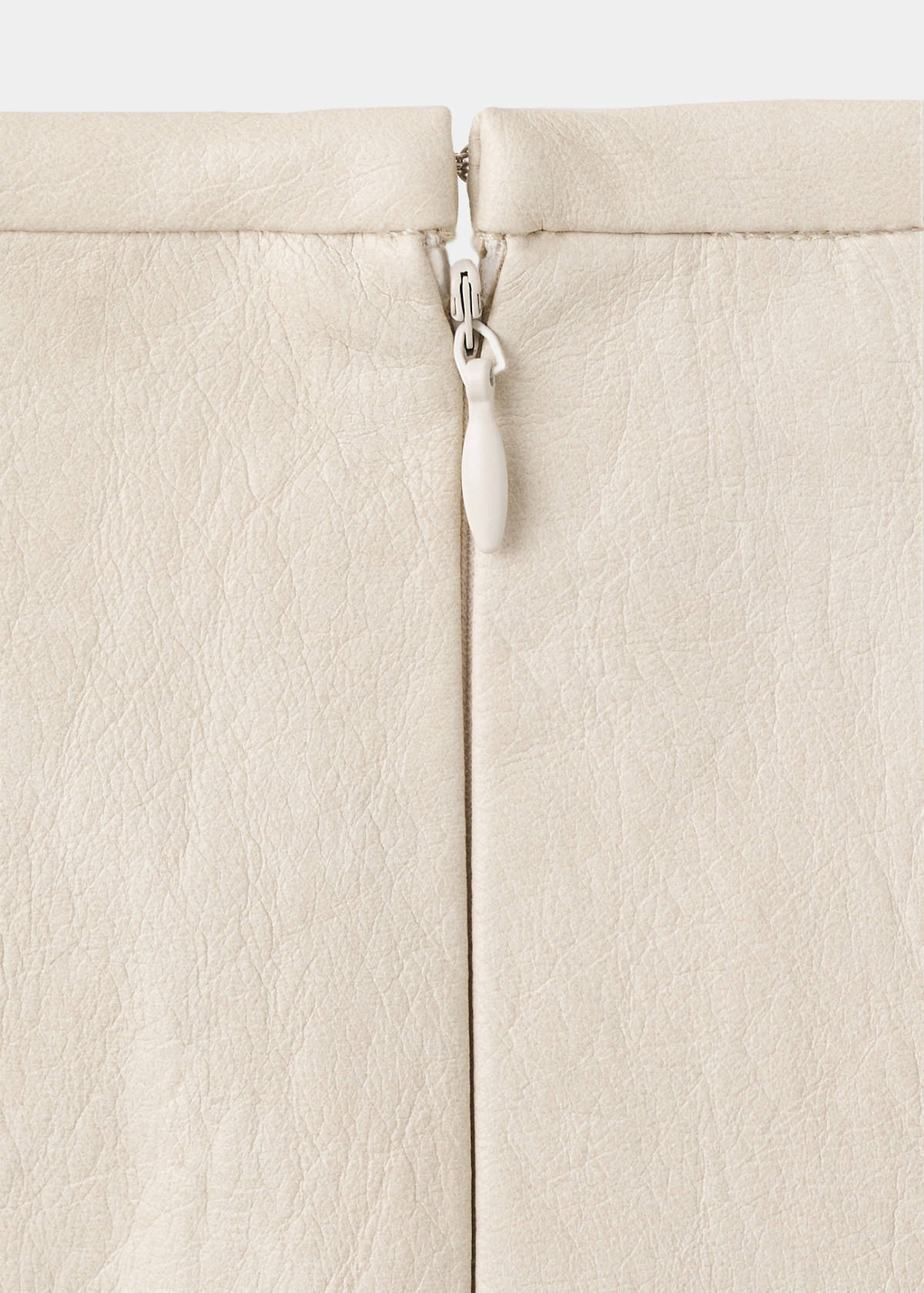 Faux-leather godet skirt — Ecru