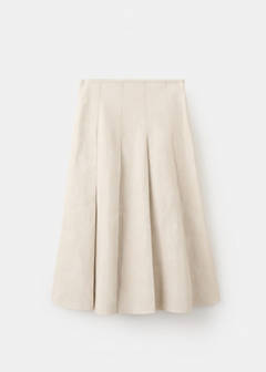 Faux-leather godet skirt — Ecru 5
