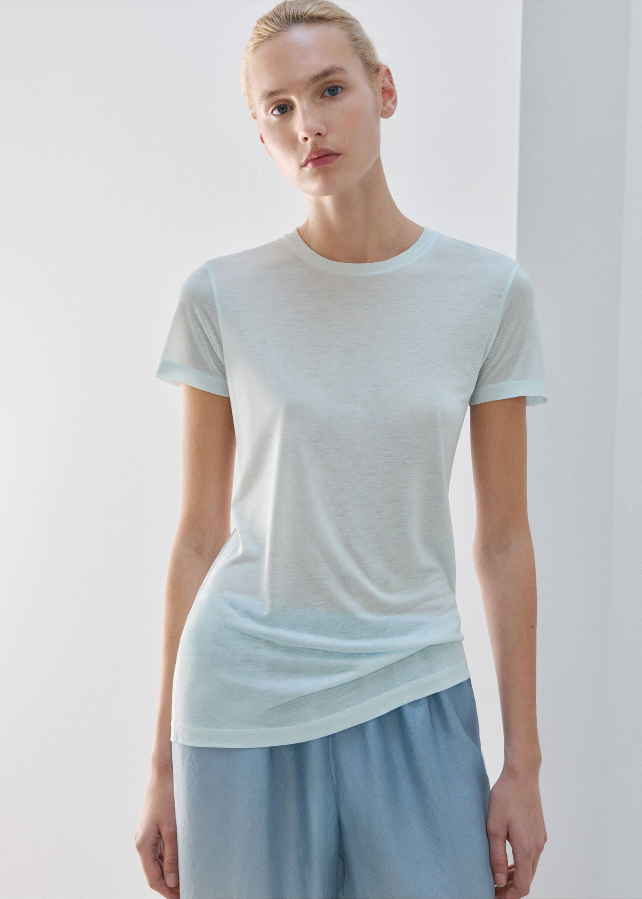 Micromodal short-sleeve T-shirt - Medium plane, Blue. Ref: 27093338-00.