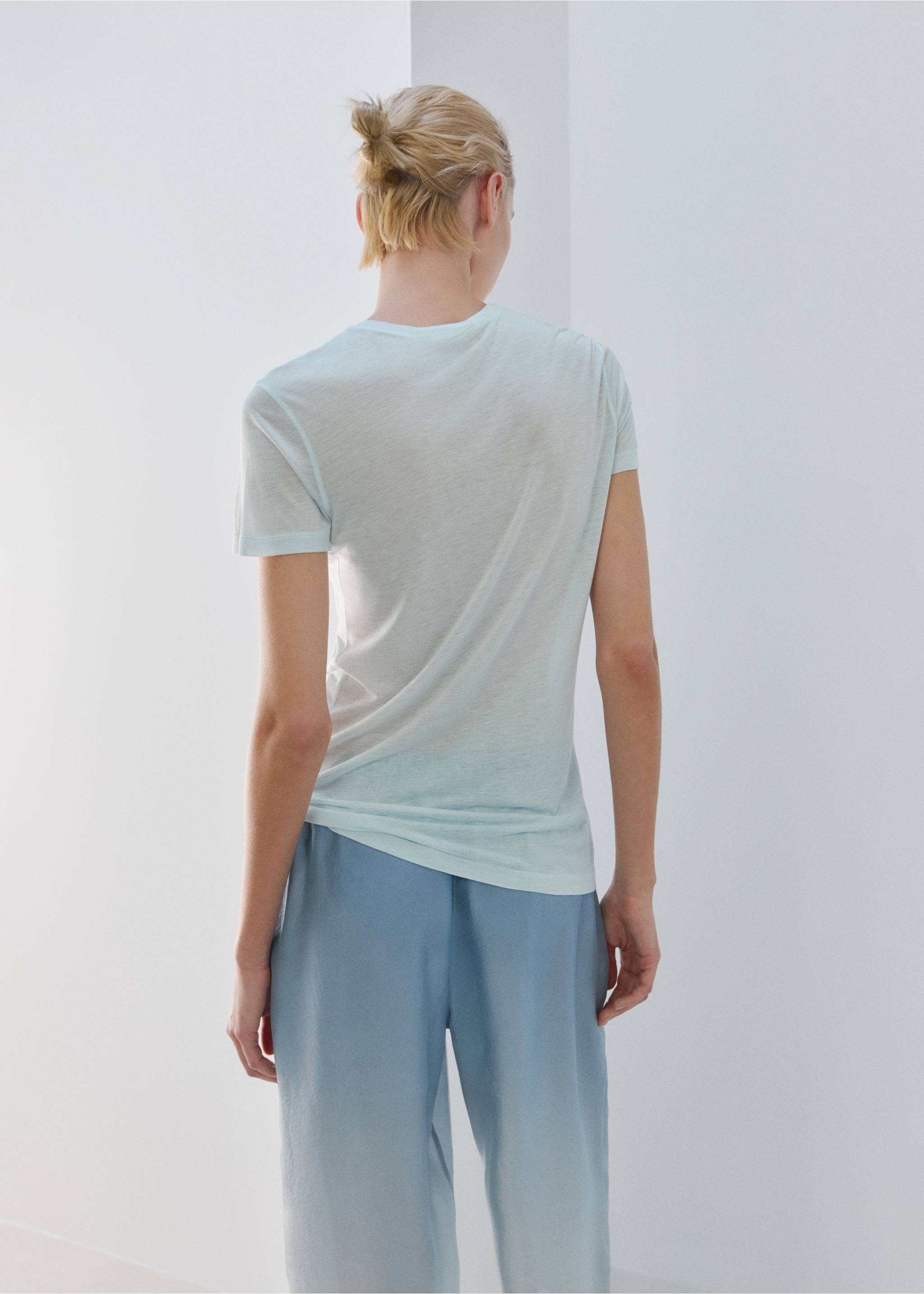 Micromodal short-sleeve T-shirt - Reverse of the article, Blue. Ref: 27093338-00.