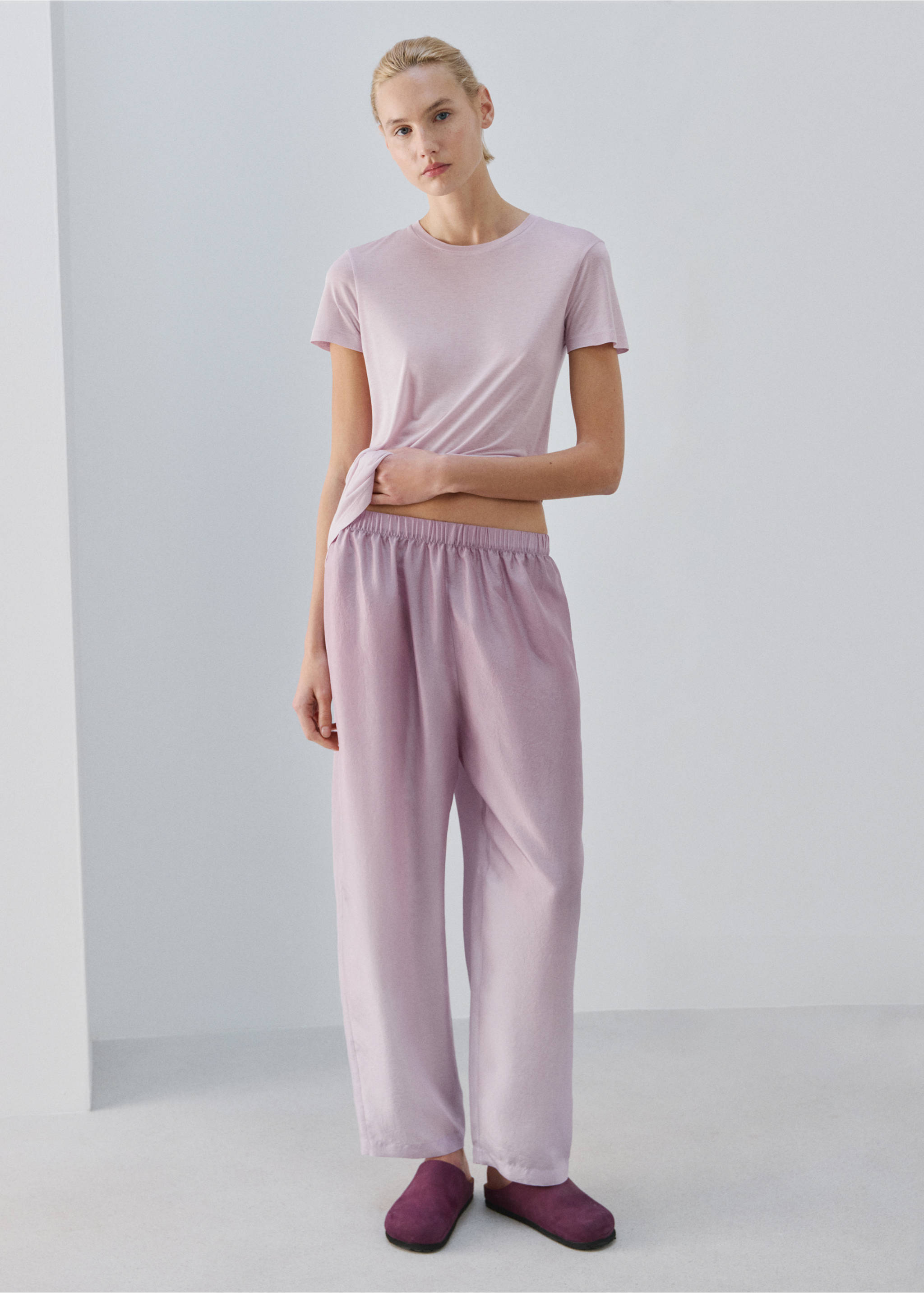 Camiseta micromodal manga corta - Plano general, Lila. Ref: 27093338-00.