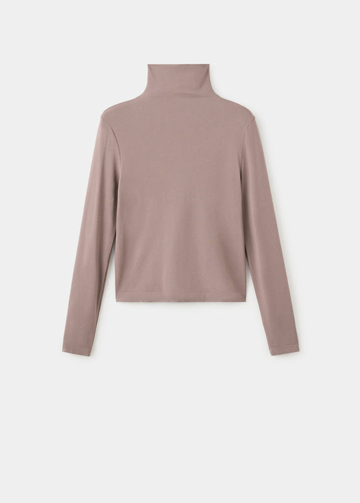 Fitted turtleneck t-shirt — Light/Pastel Brown