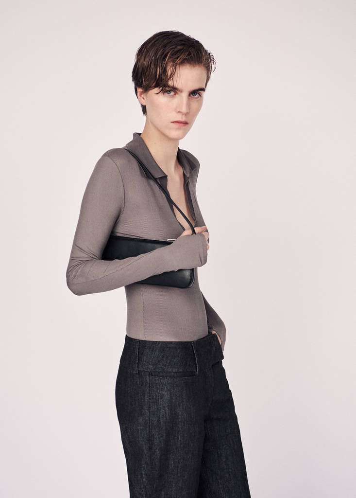 V-neck bodysuit — Light/Pastel Brown