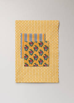 Vichy check cotton tablecloth for 8 to 10 guests — Yellow 4