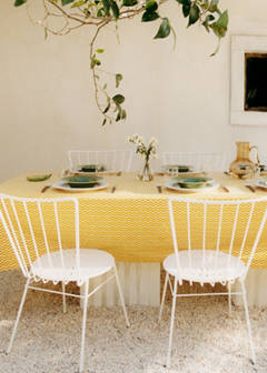 Vichy check cotton tablecloth for 8 to 10 guests — Yellow 6