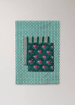 Vichy check cotton tablecloth for 8 to 10 guests — Green 4