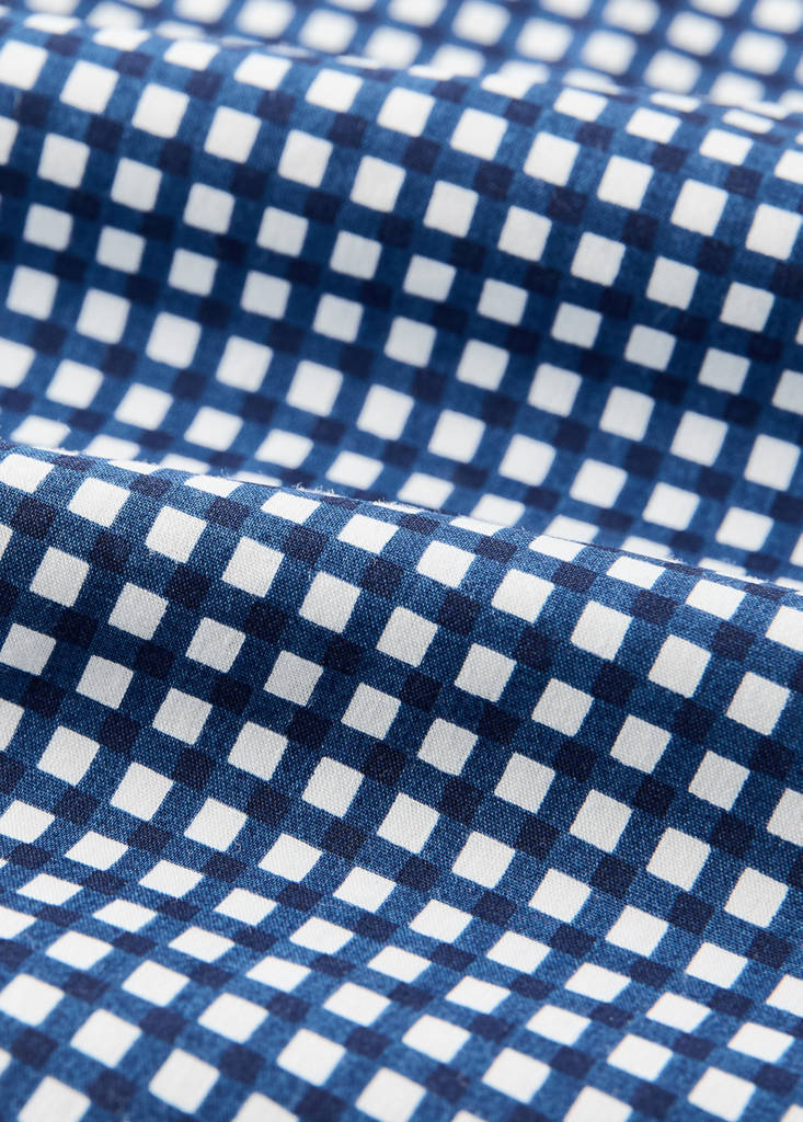 Vichy check cotton tablecloth for 8 to 10 guests — Blue