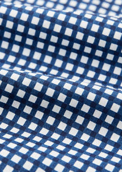 Vichy check cotton tablecloth for 8 to 10 guests — Blue 2