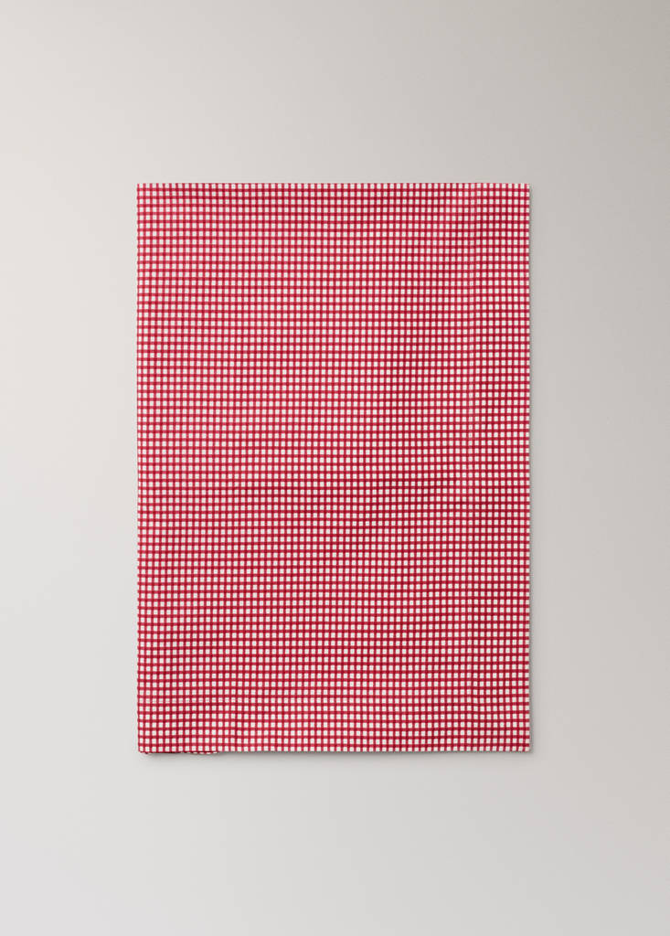 Vichy check cotton tablecloth for 8 to 10 guests — Red