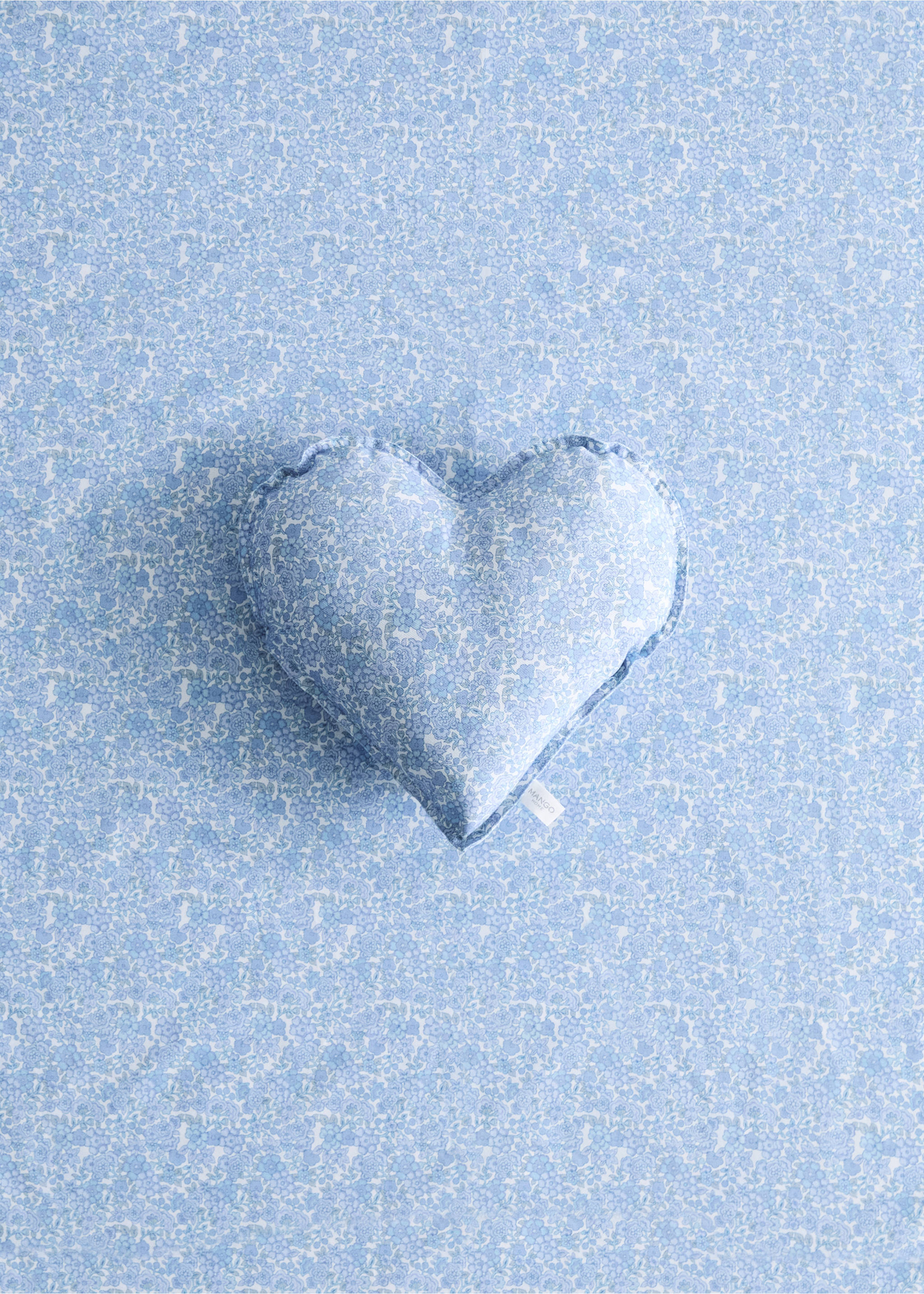 Heart cotton cushion cover 35 cm - General plane, Blue. Ref: 27093344-00.