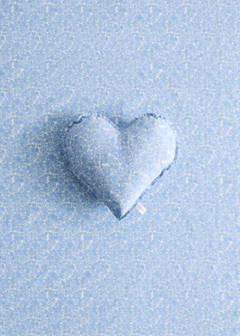 Heart print cotton cushion — Blue 1