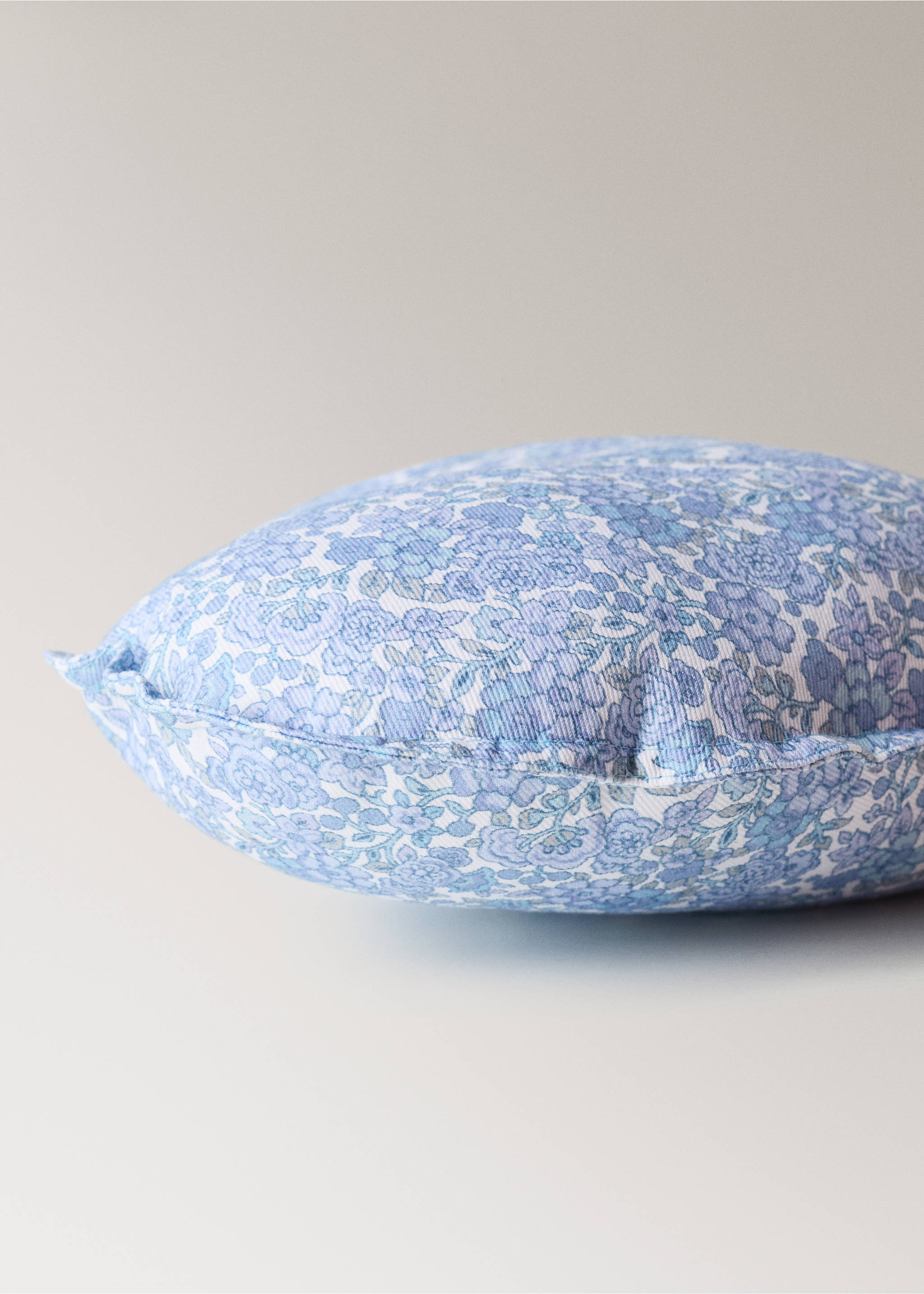 Heart cotton cushion cover 35 cm - Details of the article 2, Blue. Ref: 27093344-00.