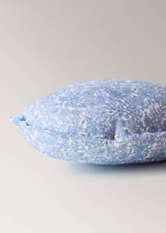 Heart print cotton cushion — Blue 3