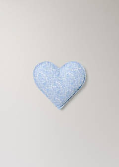 Heart print cotton cushion — Blue 4