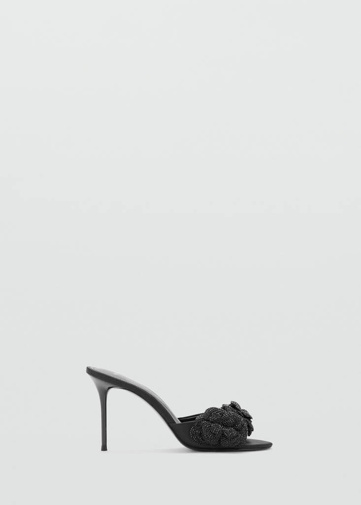 Sandals with flower strap — Black