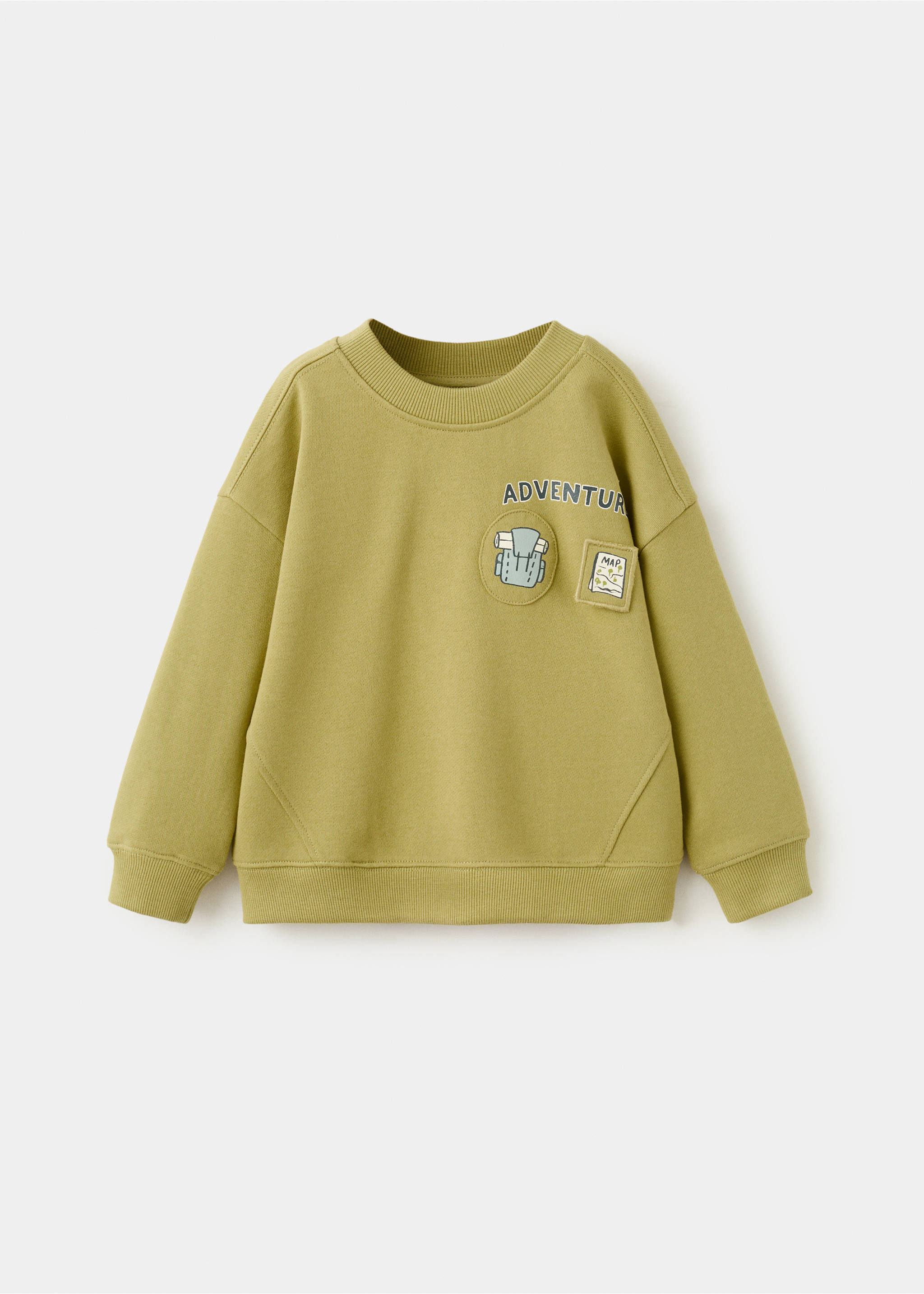 Printed cotton sweatshirt - Article without model, Lime. Ref: 27093709-00.