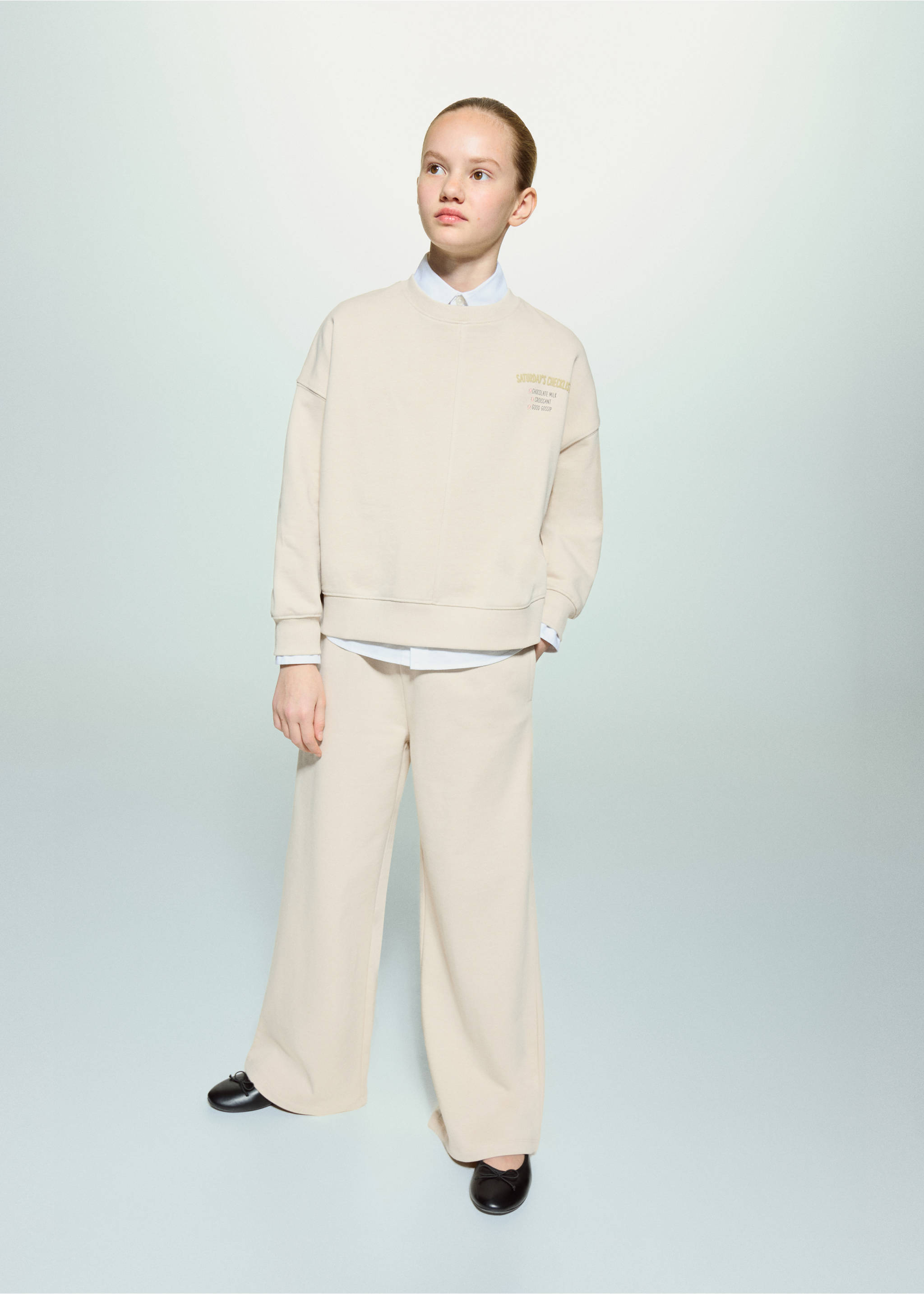 Хлопковые джоггеры со шнуром - Общий план, Экрю. Ref: 27093711-00.