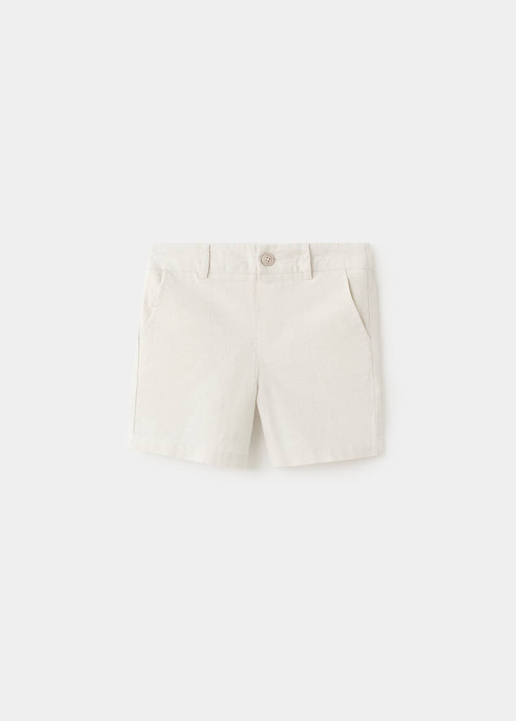 Linen-blend Bermuda shorts — Sand