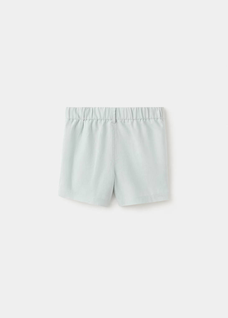 Linen-blend Bermuda shorts — Aqua Green