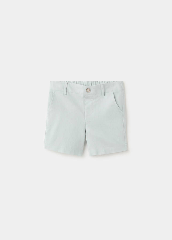 Linen-blend Bermuda shorts — Aqua Green
