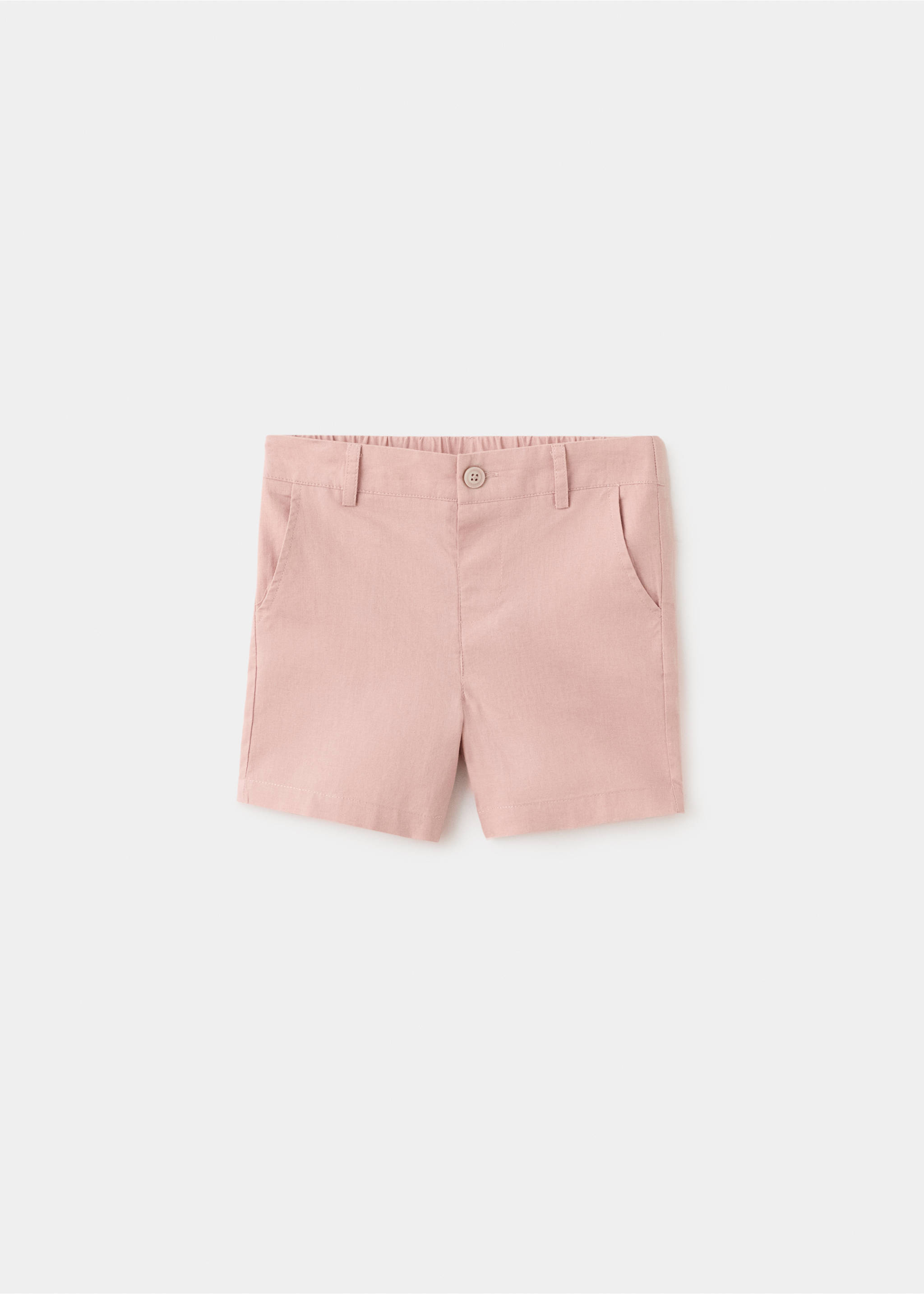 Linen-blend Bermuda shorts - Article without model, Pale Pink. Ref: 27093714-00.