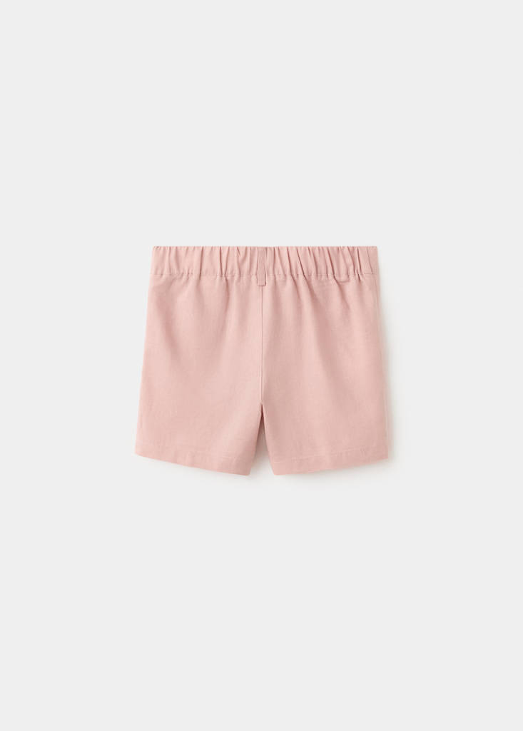 Linen-blend Bermuda shorts — Pale Pink