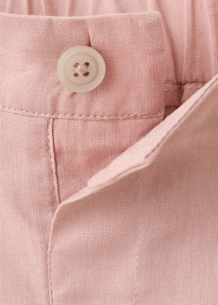 Linen-blend Bermuda shorts — Pale Pink