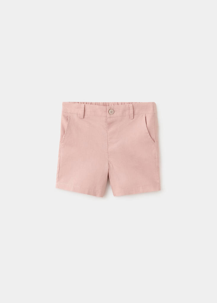 Linen-blend Bermuda shorts — Pale Pink