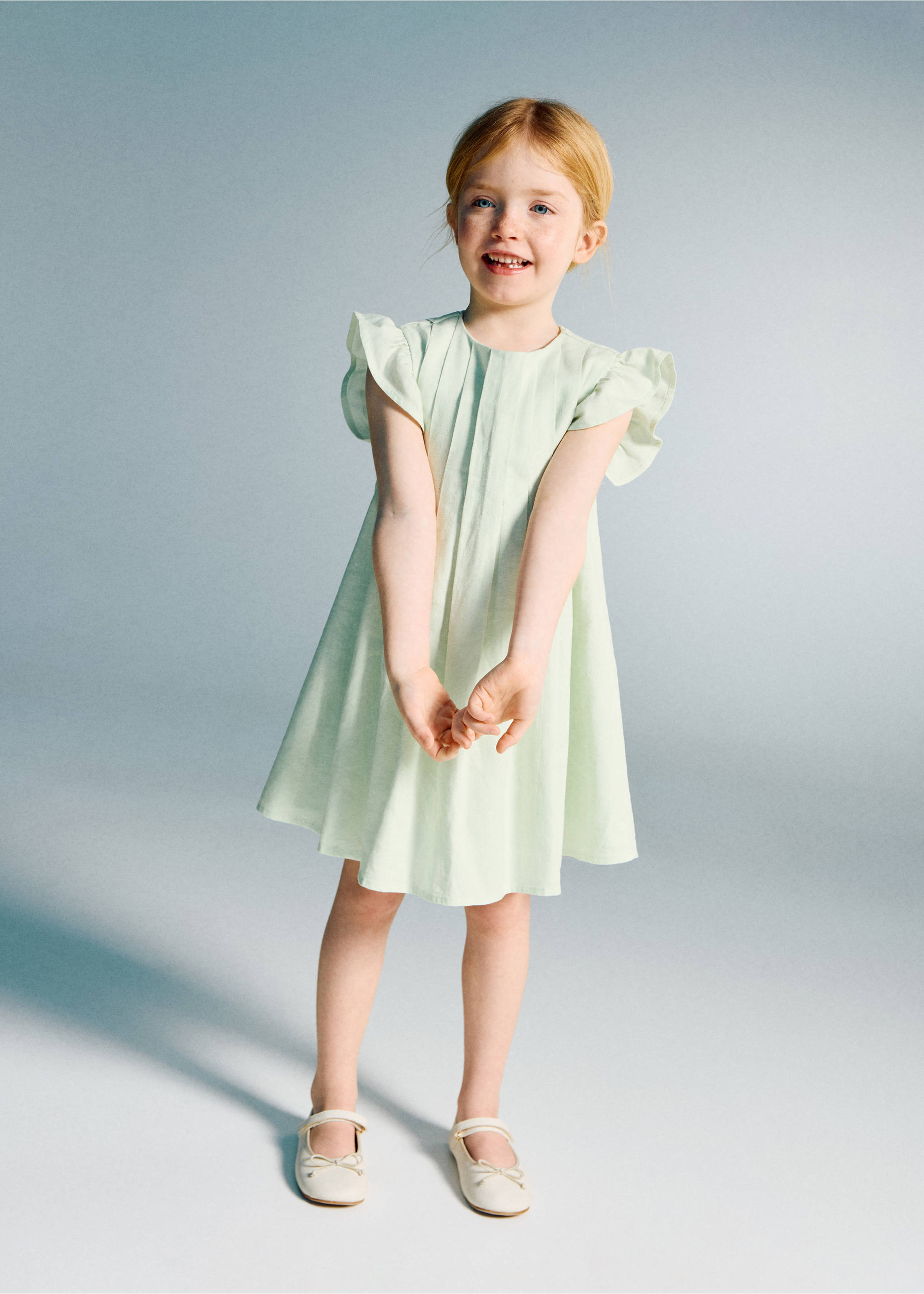 Ruffled linen dress - General plane, Pastel Green. Ref: 27093720-00.