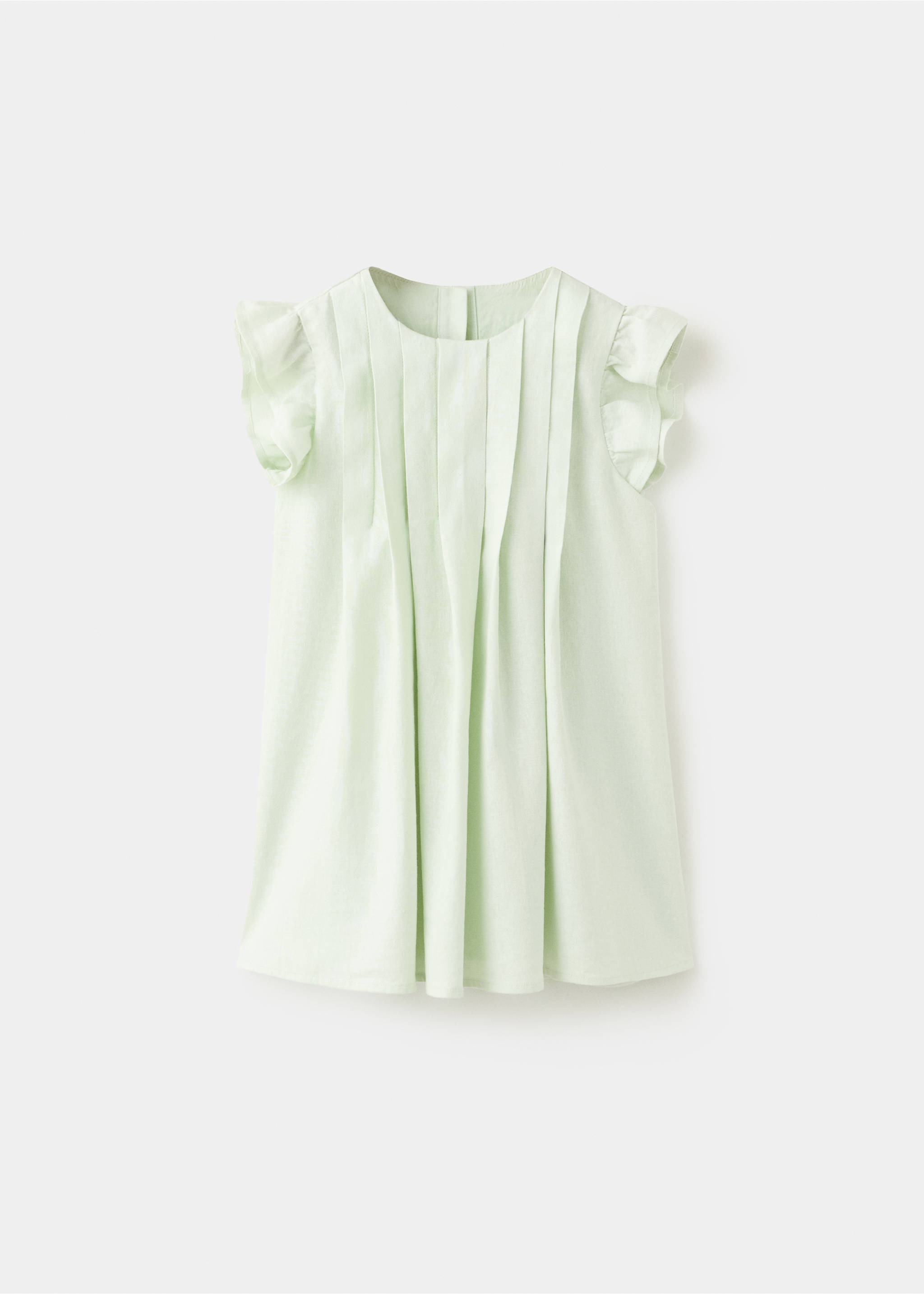 Ruffled linen dress - Article without model, Pastel Green. Ref: 27093720-00.