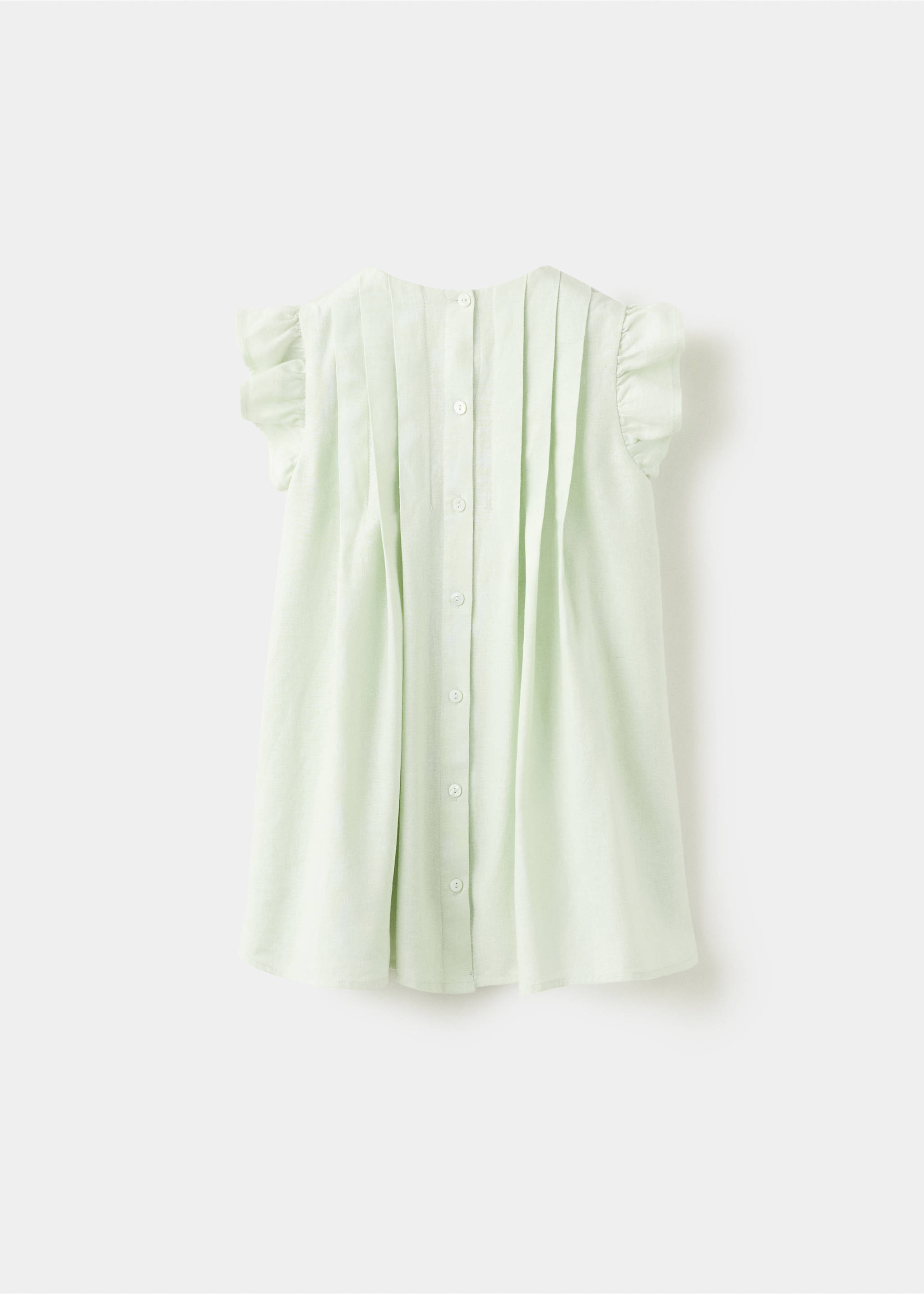 Ruffled linen dress - Reverse of the article, Pastel Green. Ref: 27093720-00.