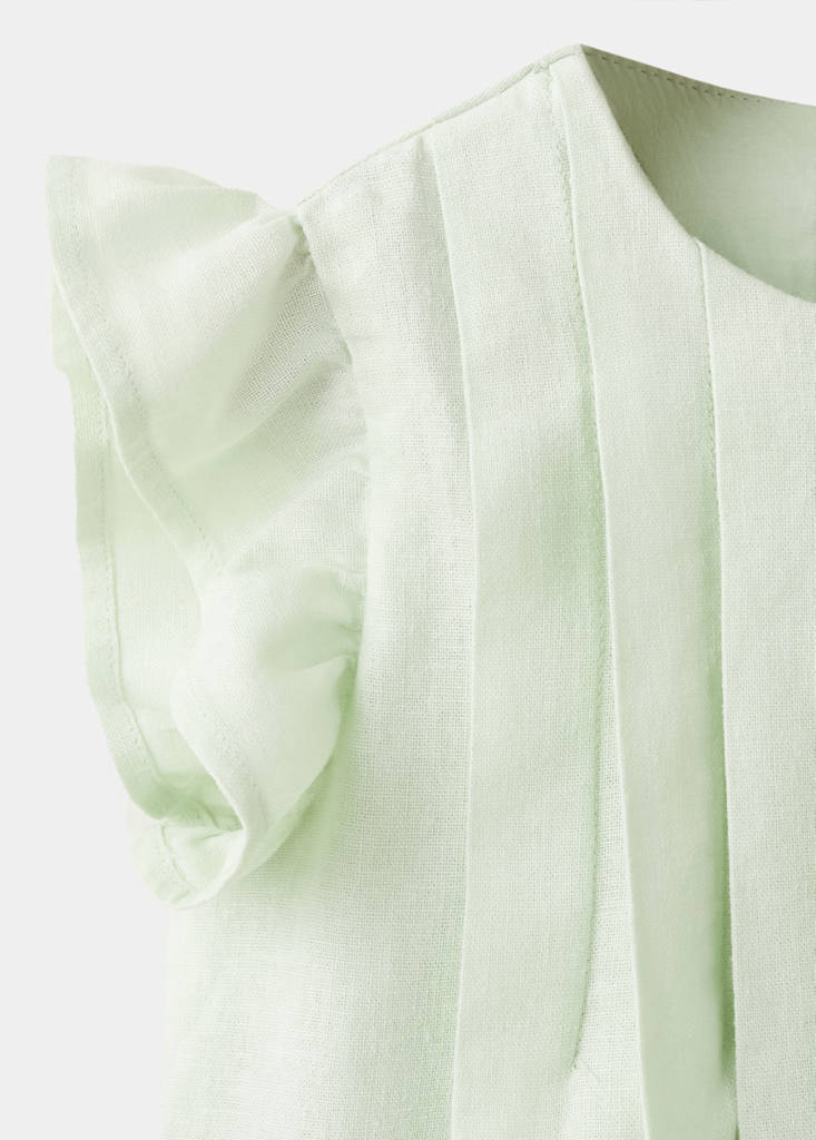 Leinenkleid mit Volants — Pastellgrün