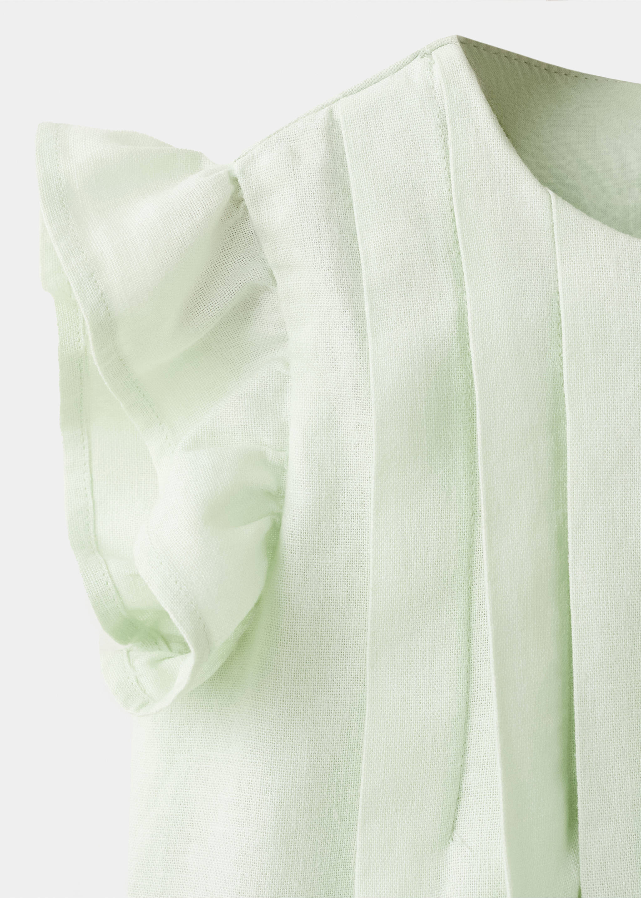 Ruffled linen dress - Details of the article 8, Pastel Green. Ref: 27093720-00.