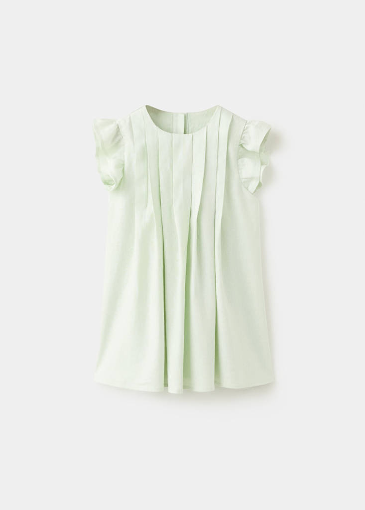 Leinenkleid mit Volants — Pastellgrün