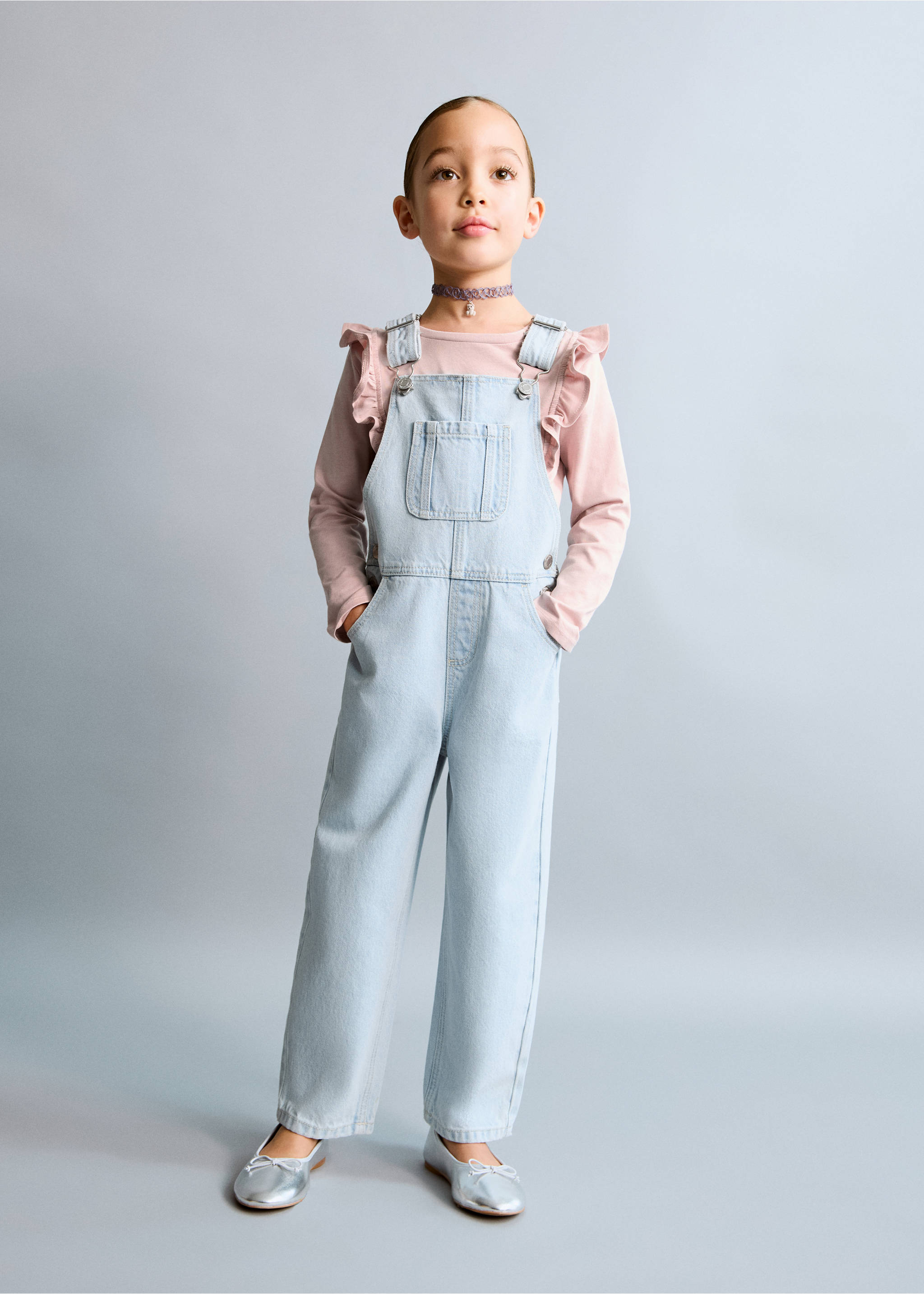 Peto denim largo - Plano general, Azul claro. Ref: 27093723-00.