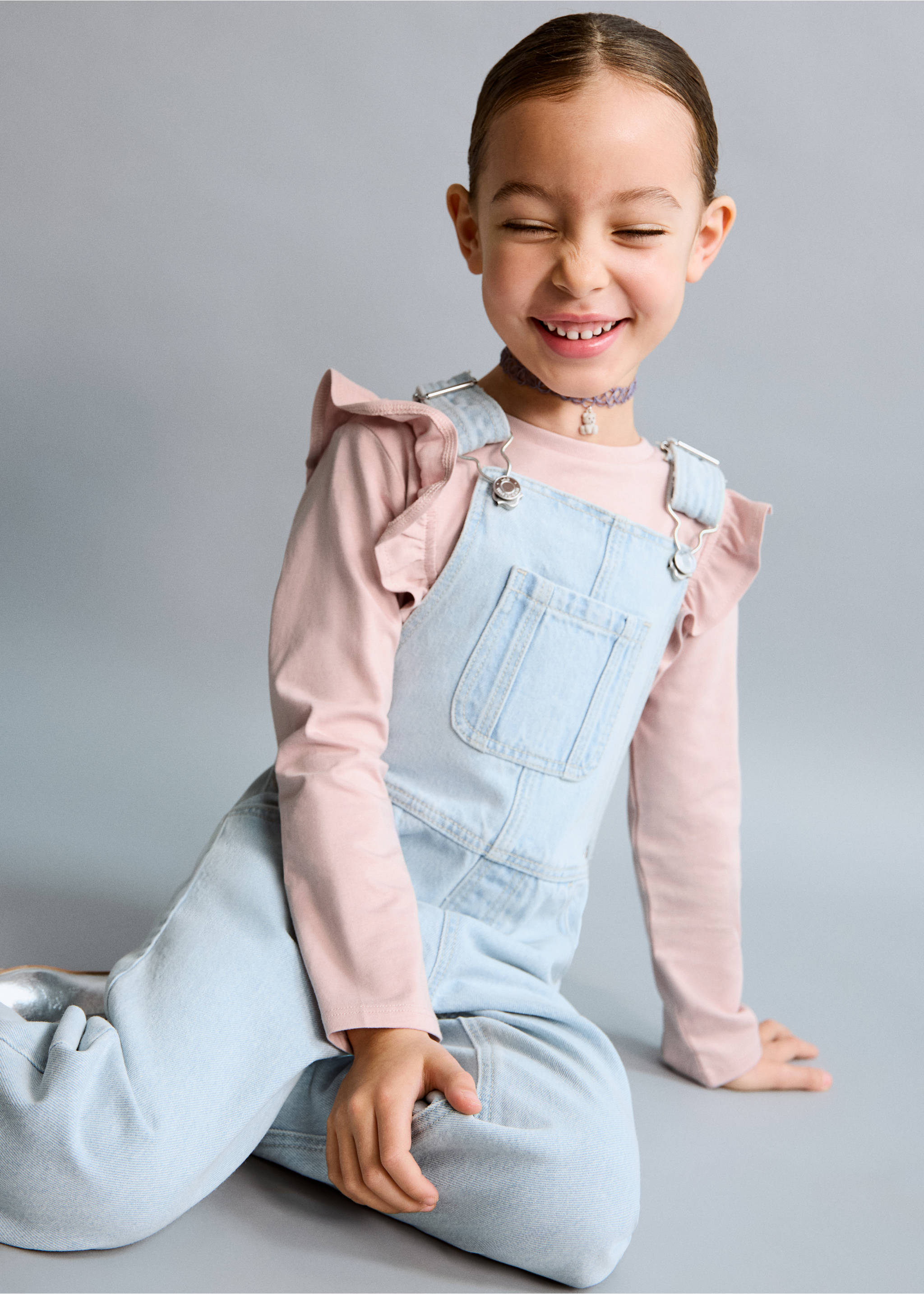 Peto denim largo - Plano medio, Azul claro. Ref: 27093723-00.