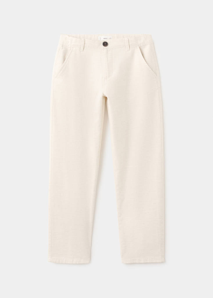 Straight-fit cotton trousers — Beige