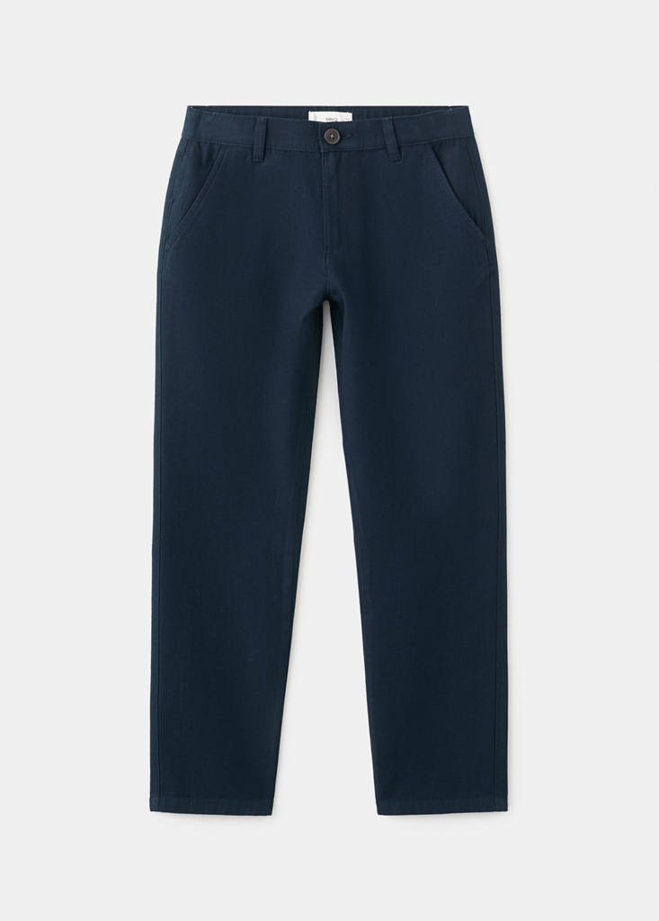 Straight-fit cotton trousers — Navy