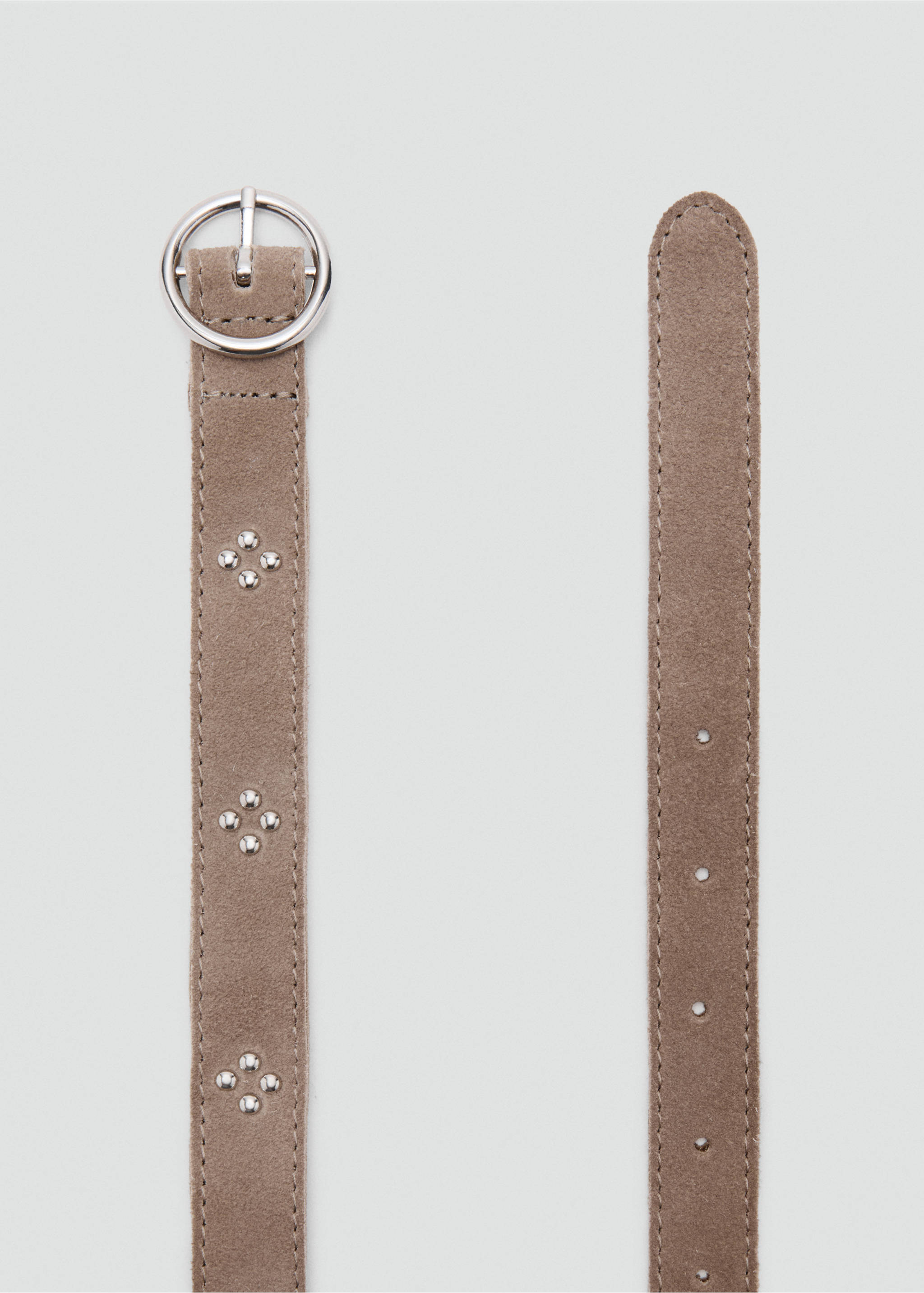 Кожаный ремень с заклепками - Деталь изделия 1, Песочный. Ref: 27093732-00.