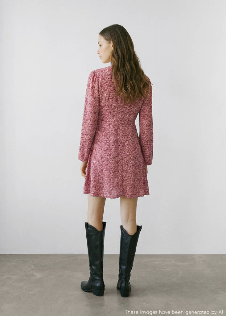 Printed bow dress — Red