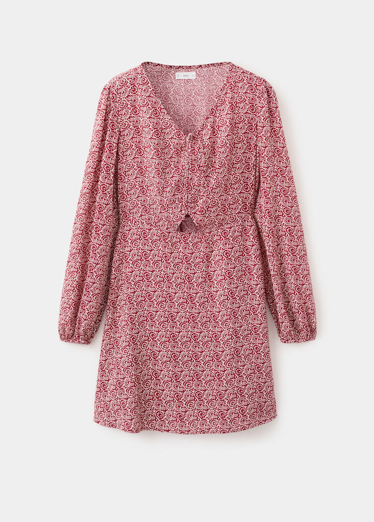 Printed bow dress — Red